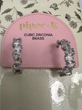 Piper Silver Hoop Earrings with Clear Cubic Stones